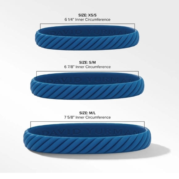 David Yurman Limited Edition Cable Blue Rubber Bracelet 10mm size (Medium) - Picture 5 of 7